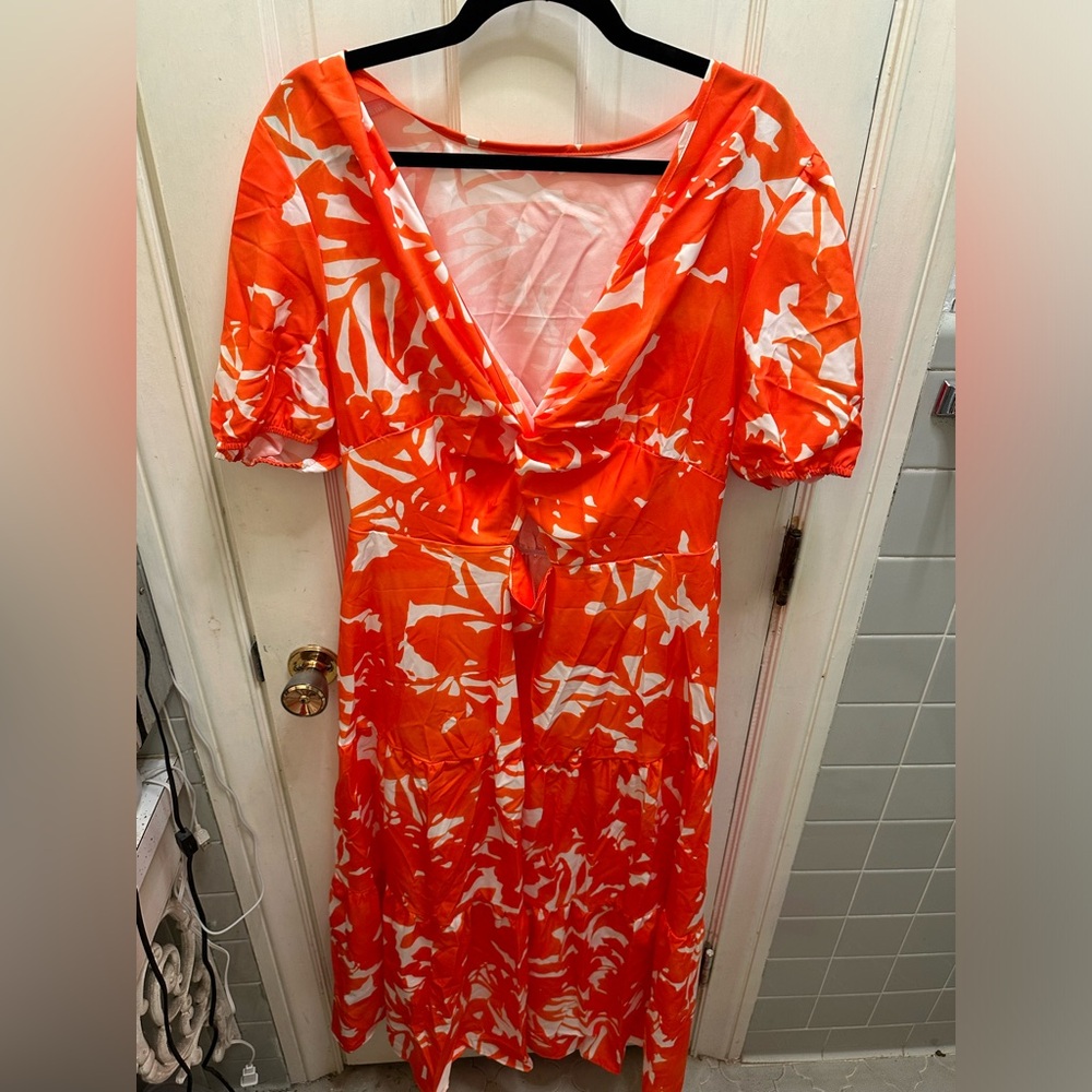 Orange floral dress